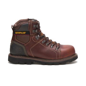 Men's Caterpillar Alaska 2.0 Steel Toe Work Boots Brown | CAT226-MY
