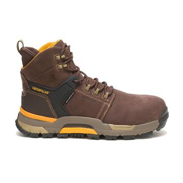 Men's Caterpillar CAT EDGE Waterproof Nano Toe Waterproof Boots Coffee | CAT147-MY