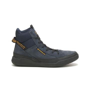 Men's Caterpillar CODE Hex Hi Utility Sneakers Blue | CAT327-MY
