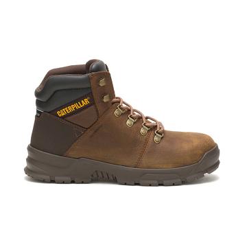 Men's Caterpillar Charge Waterproof Alloy Toe Safety Boots Coffee | CAT088-MY