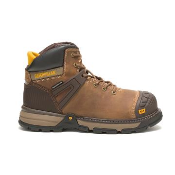 Men's Caterpillar Excavator Superlite Waterproof Soft Toe Safety Boots Coffee | CAT083-MY