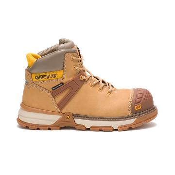 Men's Caterpillar Excavator Superlite Waterproof Carbon Composite Toe Safety Boots Orange | CAT087-M