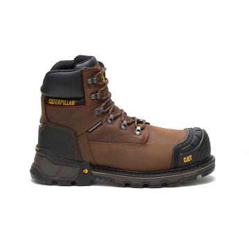 Men's Caterpillar Excavator XL 6" Waterproof Composite Toe Safety Boots Coffee | CAT049-MY