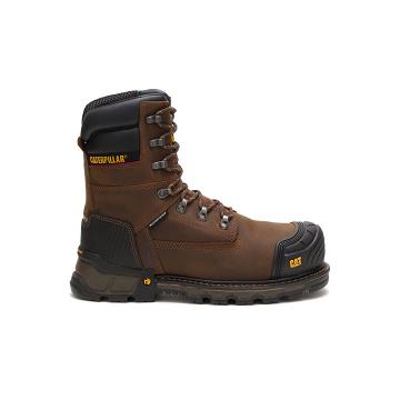Men's Caterpillar Excavator XL 8" Waterproof Thinsulate™ Composite Toe Waterproof Boots Coffee | CAT