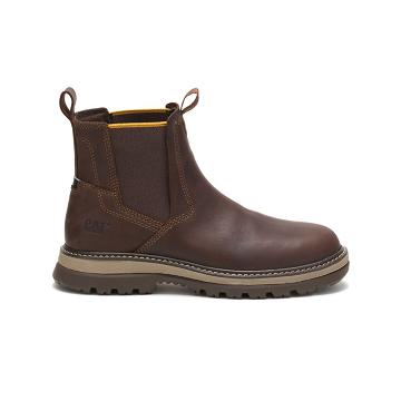 Men's Caterpillar Fairbanks Chelsea Work Boots Coffee | CAT111-MY