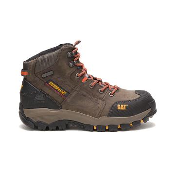 Men's Caterpillar Navigator Mid Waterproof Steel Toe Sneaker Boots Coffee | CAT116-MY