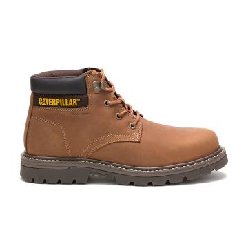 Men's Caterpillar Outbase Waterproof Steel Toe Work Boots Brown | CAT235-MY