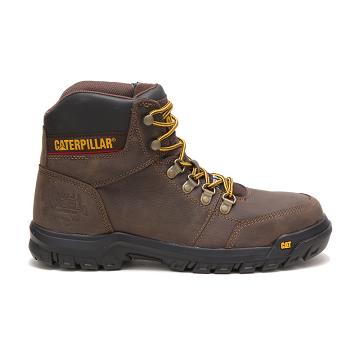 Men's Caterpillar Outline Steel Toe Safety Boots Coffee | CAT050-MY