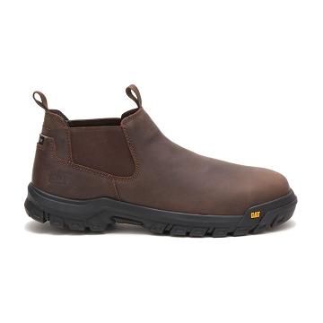 Men's Caterpillar Outline Steel Toe Work Boots Coffee | CAT093-MY