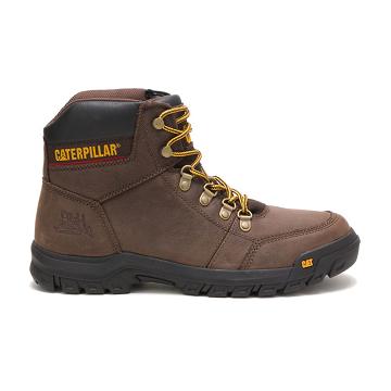 Men's Caterpillar Outline Work Boots Coffee | CAT211-MY