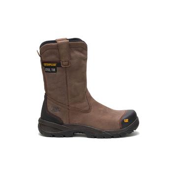 Men's Caterpillar Spur Steel Toe Work Boots Brown | CAT096-MY