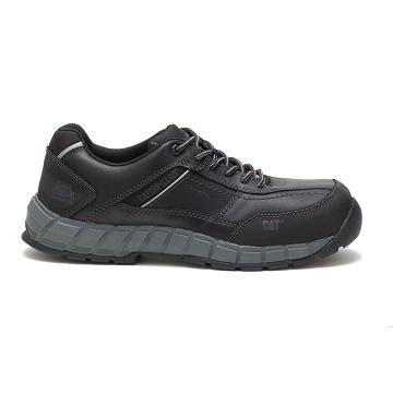 Men's Caterpillar Streamline Leather Composite Toe Work Shoes Black | CAT388-MY